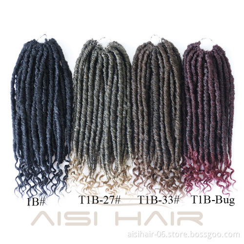 Aisi Hair 16 Inch Crochet Braids Curly Crochet Hairpieces Goddess Faux Locs Synthetic Hair Extensions Ombre Braiding Hair